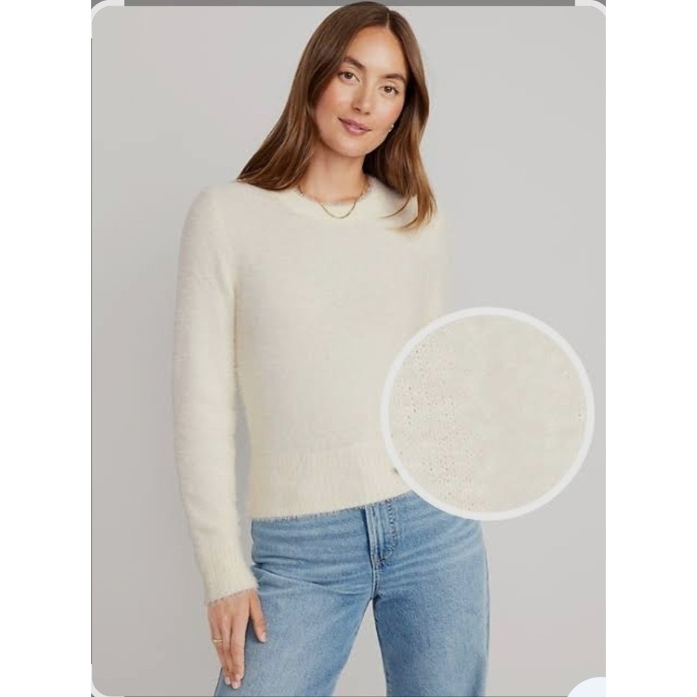 Old Navy Eyelash Sparkly Ivory Sweater NEW Size M